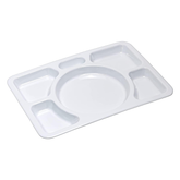 12Pc Pack Melamine Divider Plate 6 Portions Compartments 39cm, Rectangular Division Plates for Adults Kids